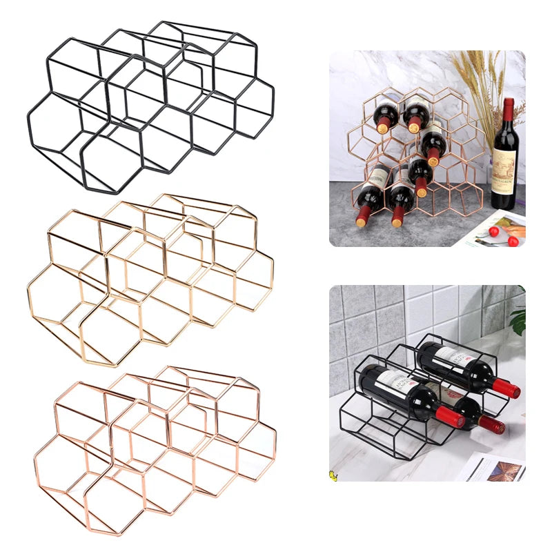 Modern Metal Honeycomb Wine Rack