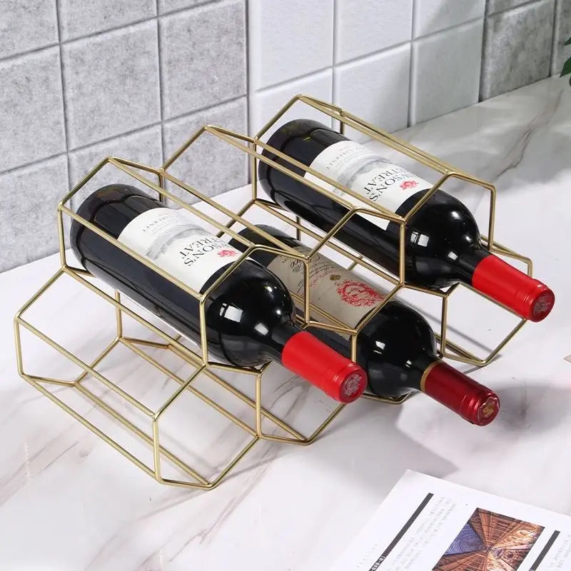 Modern Metal Honeycomb Wine Rack