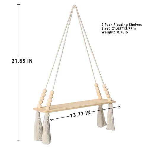 Macrame Wall Hanging Shelf Tassel Wood Decor