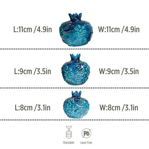 Ceramic Vase Pomegranate Trio Ocean Blue 11/9/8cm